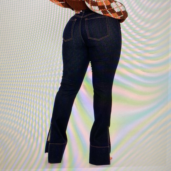 Versailles Side Split Bootcut Jeans - Rinse Blue Wash - Picture 7 of 8